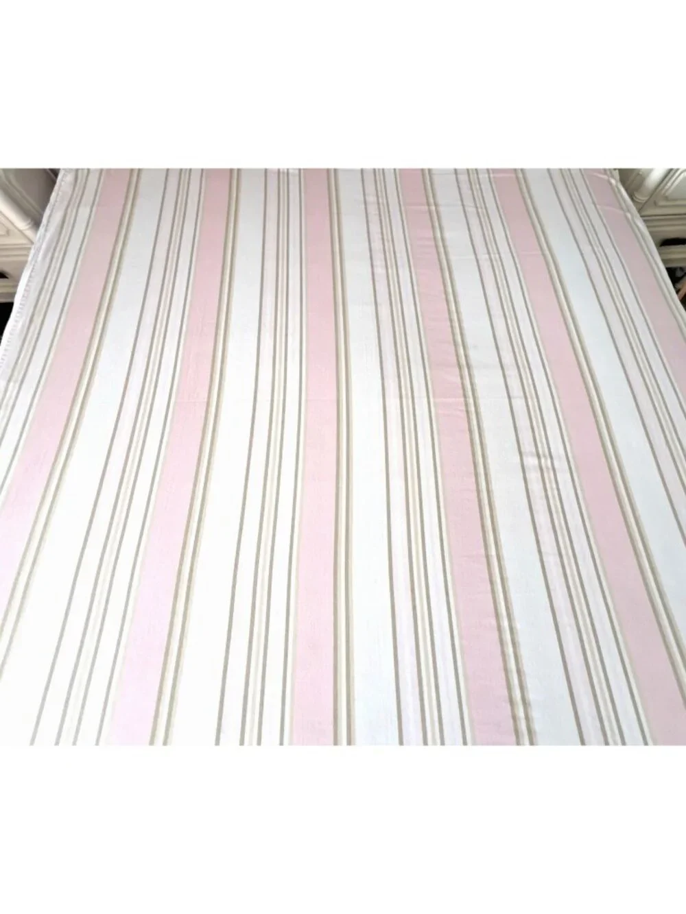 CHARTER CLUB Shower Curtain Striped Pink Taupe White Cotton Poly 71