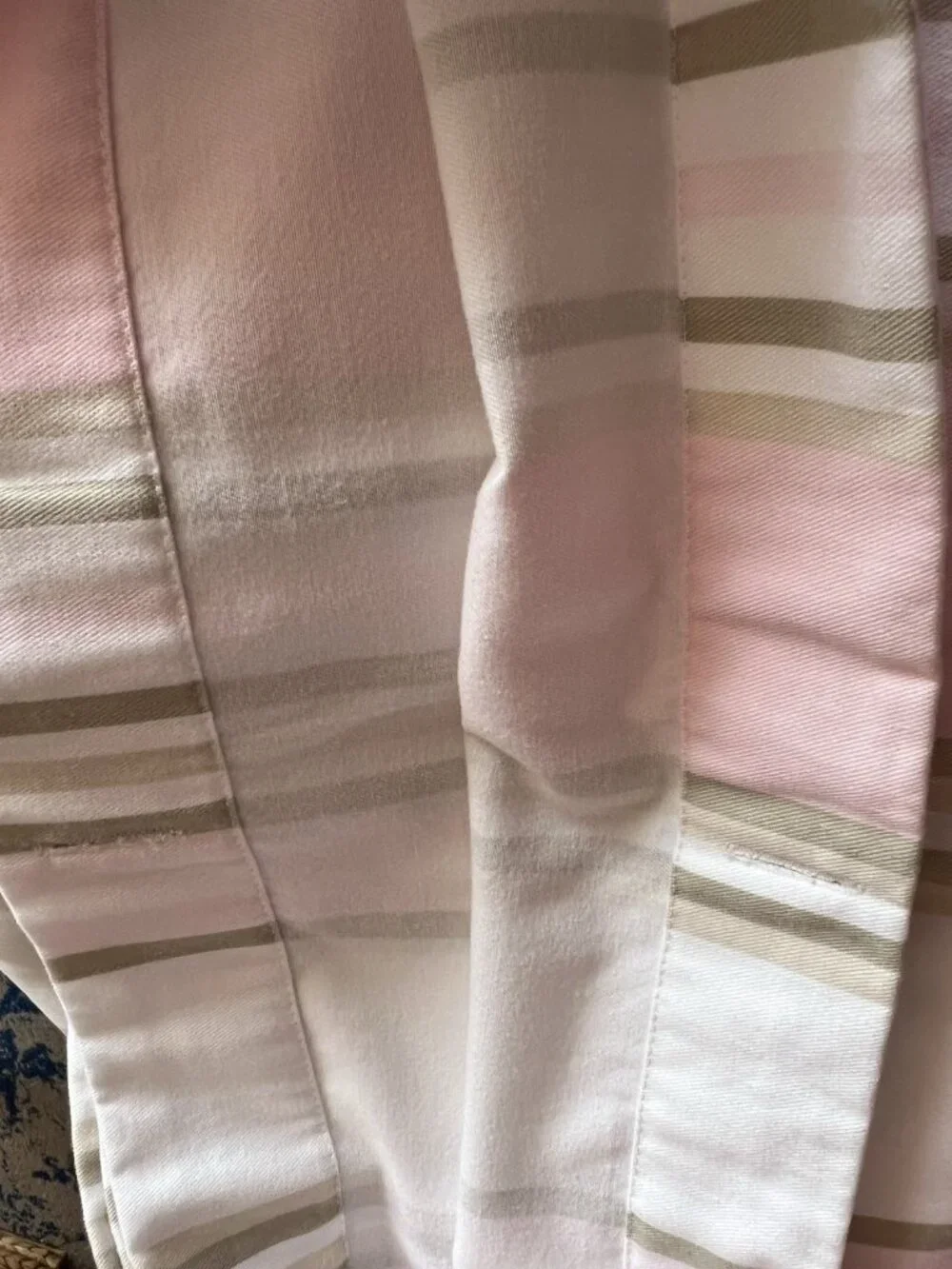 CHARTER CLUB Shower Curtain Striped Pink Taupe White Cotton Poly 71