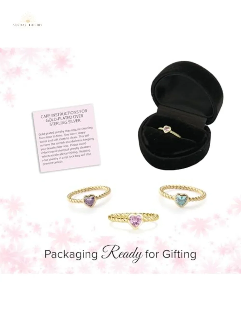 14K Gold-Plated Girls Heart Birthstone Ring, Ruby CZ Band Size 4