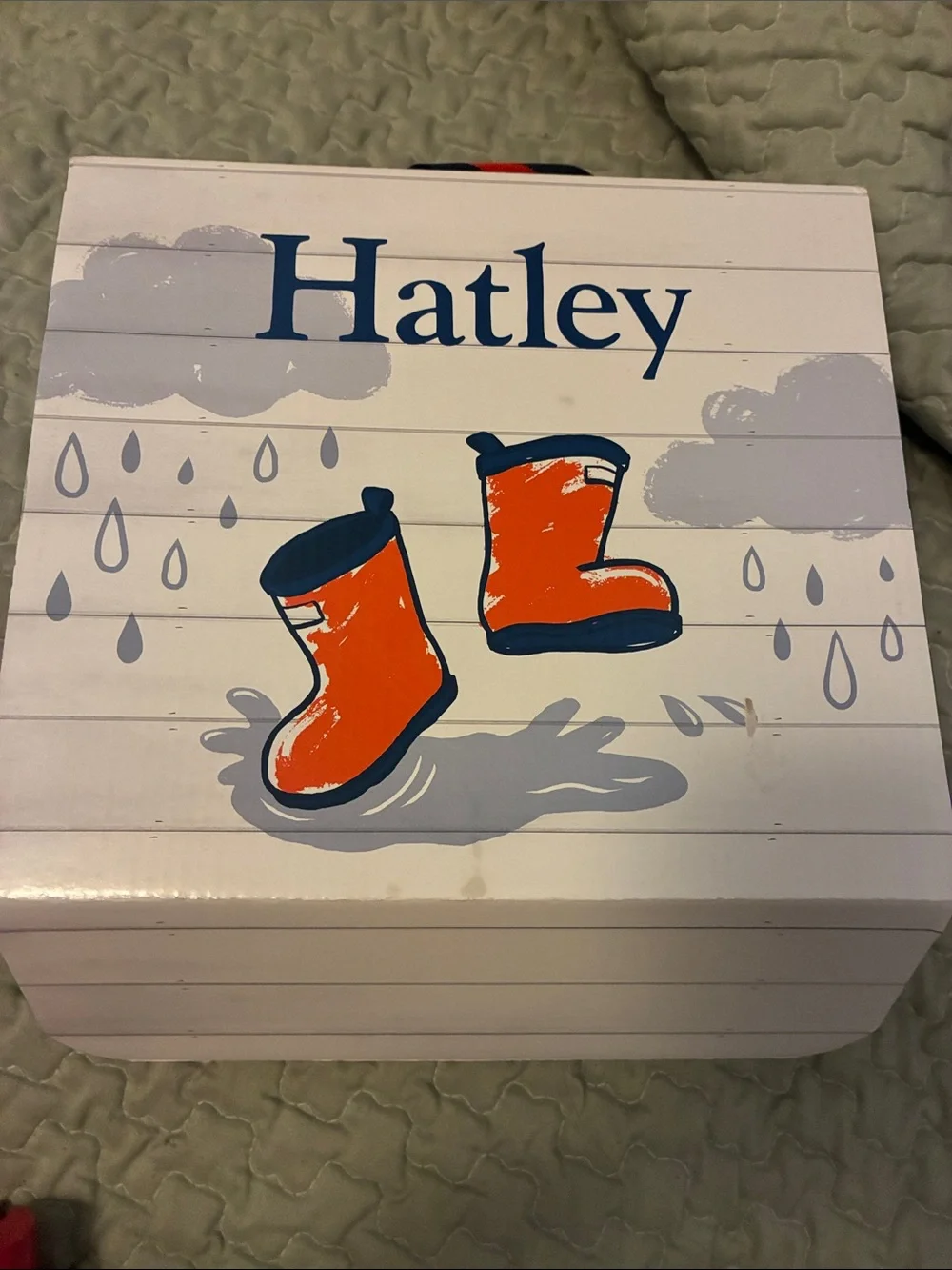 Hatley Blue Polka Dot Kids Rain Boots with Pink Trim