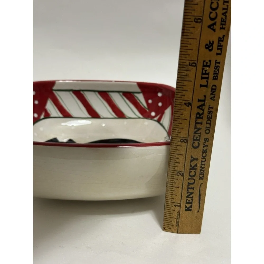 Sakura‎ By Oneida Candy Cane Cat Square Serving Bowl Tuxedo Cat Fiddlesticks 6