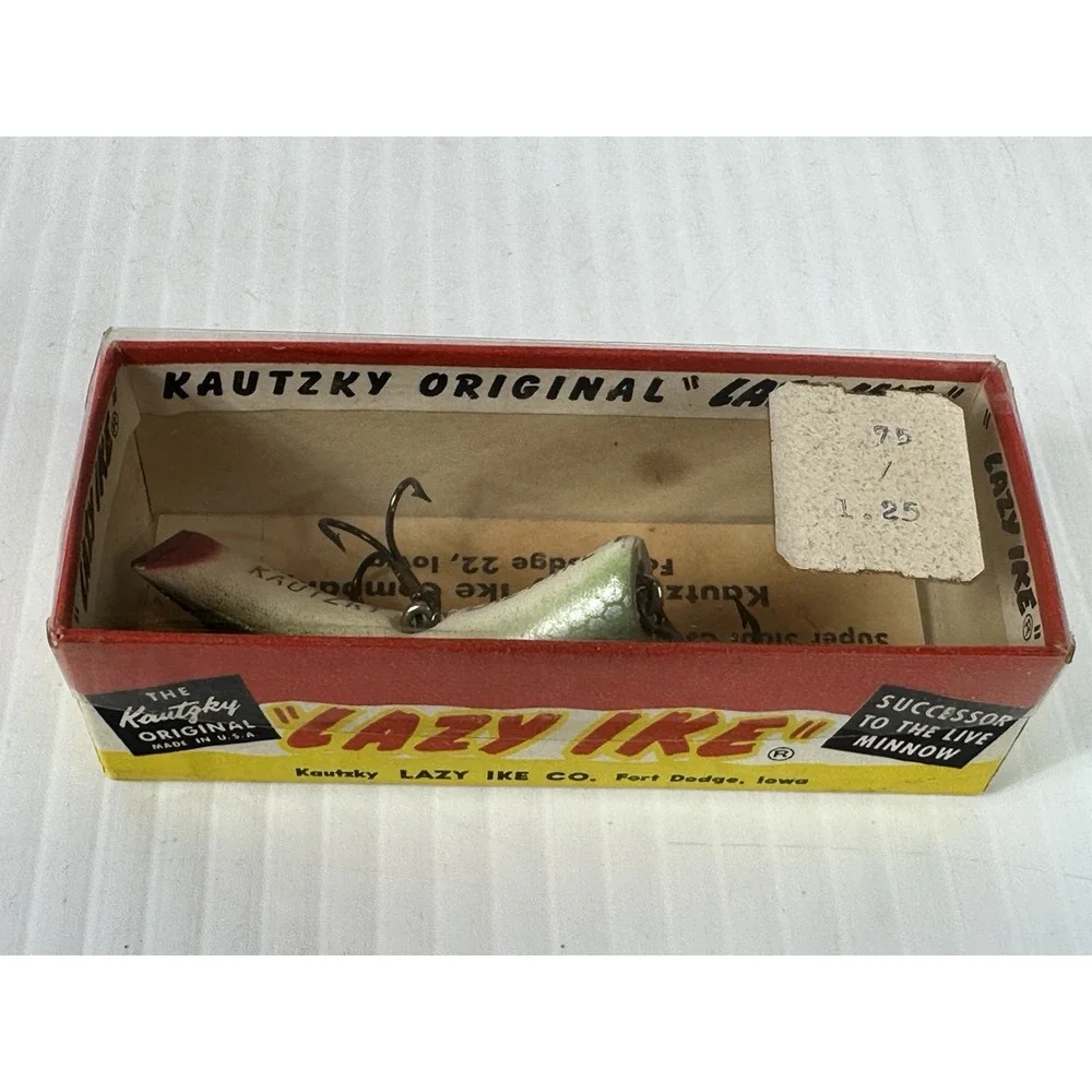 Vintage Kautzky Lazy Ike 1‎ KL-14 SHAD Wooden Fishing Lure Original Box