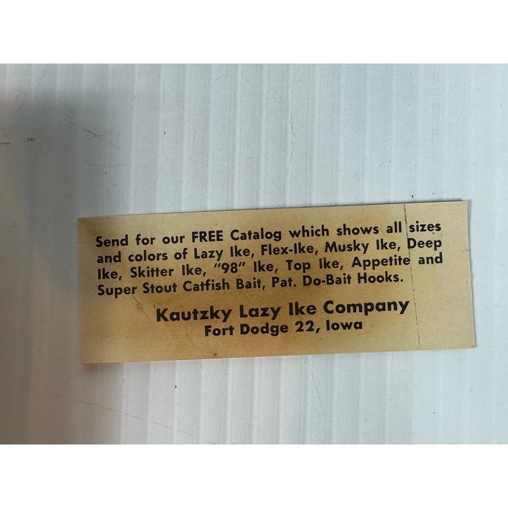 Vintage Kautzky Lazy Ike 1‎ KL-14 SHAD Wooden Fishing Lure Original Box