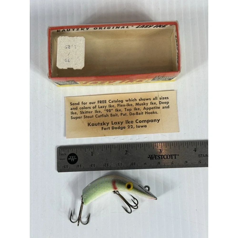Vintage Kautzky Lazy Ike 1‎ KL-14 SHAD Wooden Fishing Lure Original Box