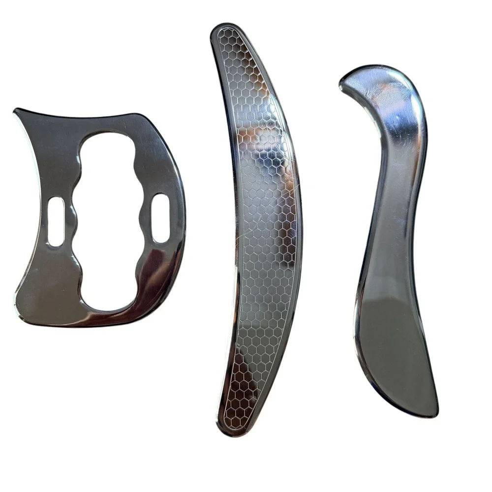 3pc Stainless Steel IASTM Scraping Massage Tool Set‎ Myofascial Release Gua Sha