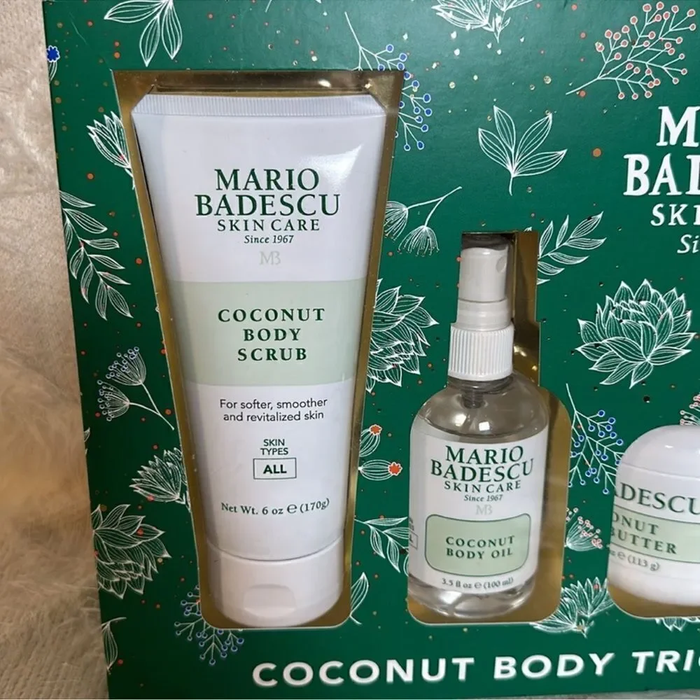 Mario Badescu Coconut Body Trio Scub Oil Butter Softer Smoother Skin