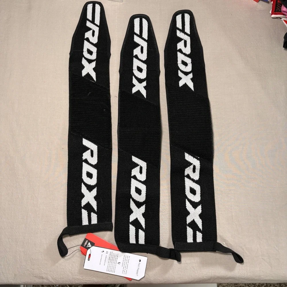RDX Weightlifting Wrist Wraps Heavy‎ Duty Gym Support Straps Black White NWT