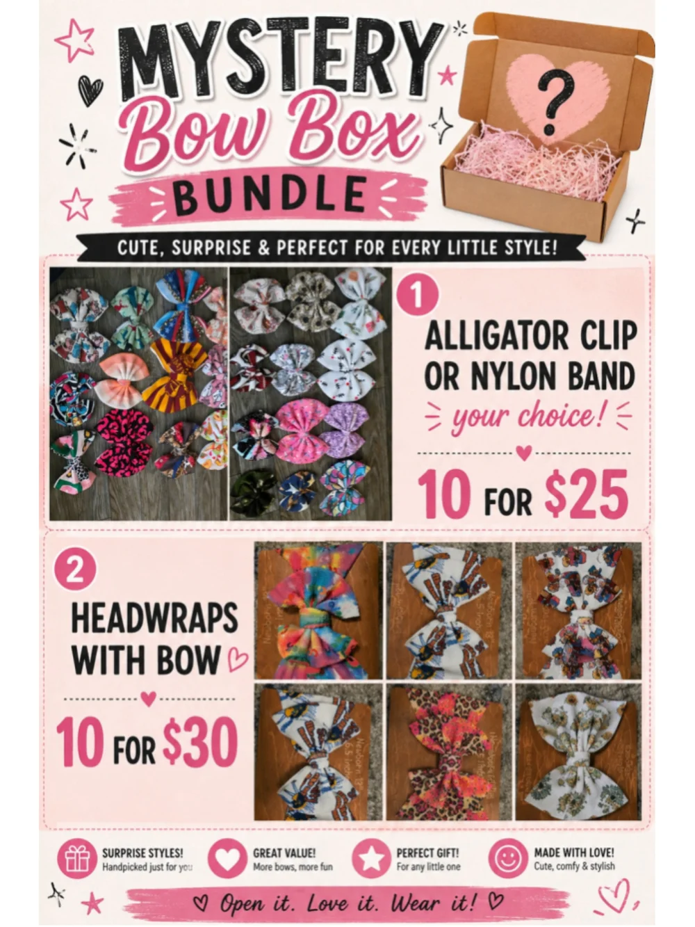 Girls Unbranded Hair Bows Bundle One Size Multicolor Pink