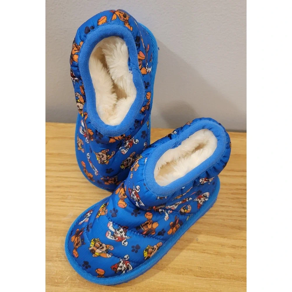 Paw Patrol Toddler Size 8 Blue Boot Slippers Aldi Exclusive Faux Fur Lining