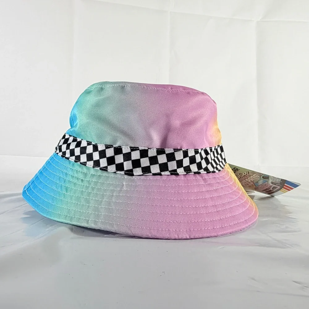 Justice X NASCAR Girls JXN Ombre Bucket Hat Pink‎ Blue Checkered OS NWT