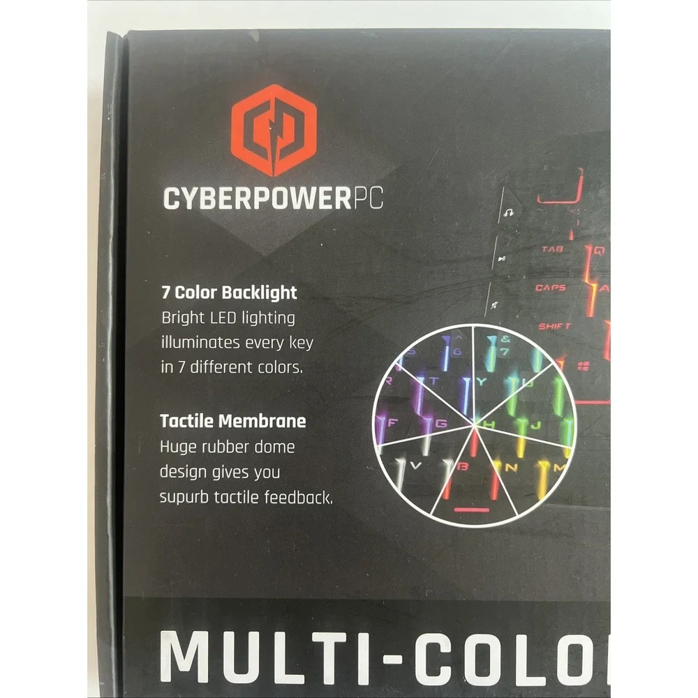 CyberPowerPC multi-color‎ led gaming keyboard wired USB-open Box