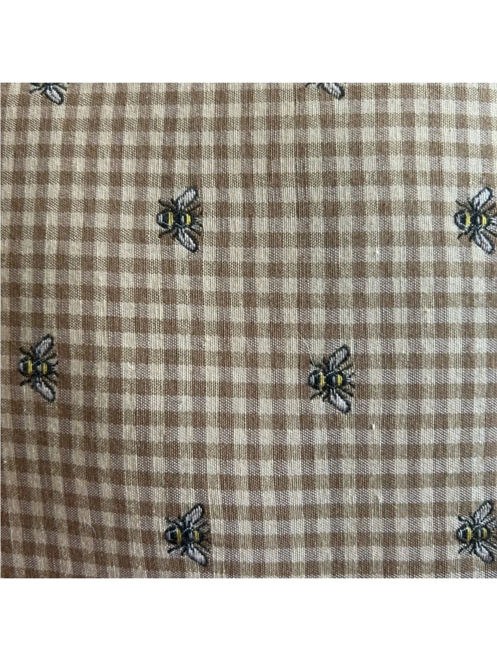 Waverly Beige Gingham Embroidered Accent Pillow with Black Piping