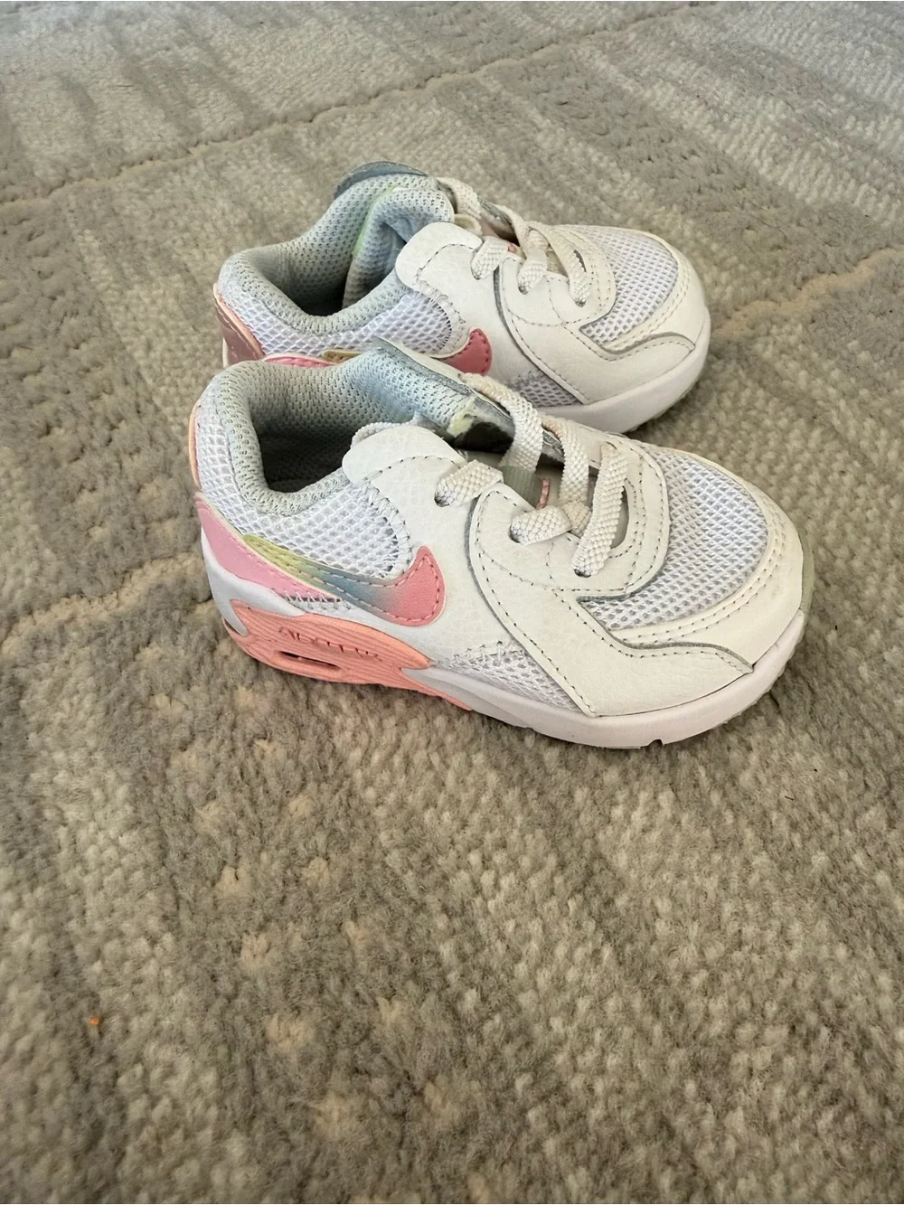 Nike Kids White Sneakers with Pink and Pastel Accents