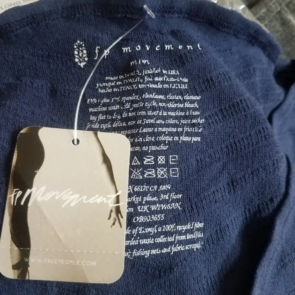 Free People | Long Sleeve Crop Top Blue M New! Gone Adrift