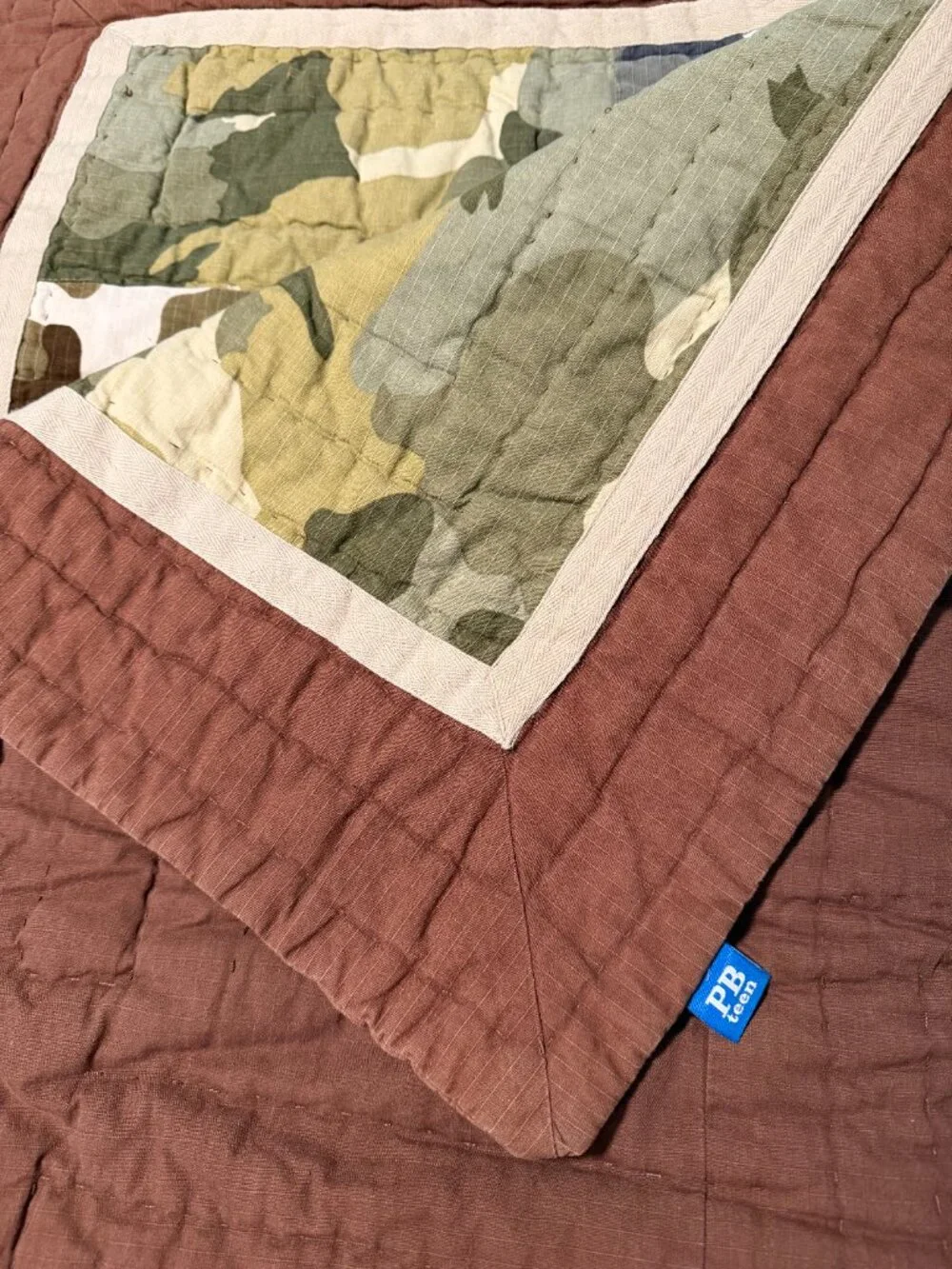 Pottery Barn Teen Camo Queen Quilt & 2 matching standard shams