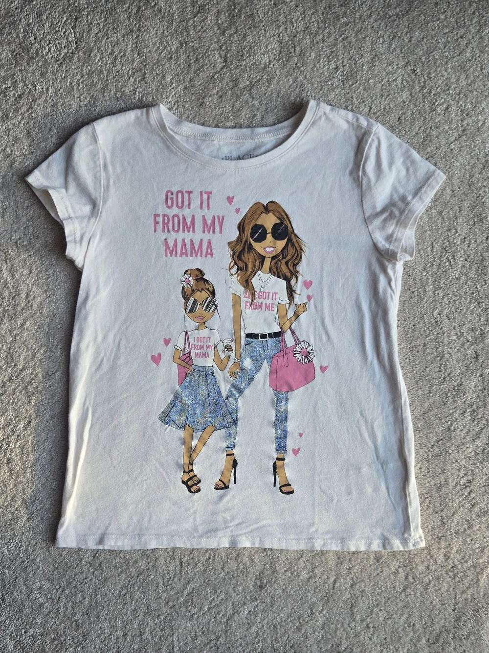 The Children's Place White Graphic 'Got It From My Mama' Tee with Pink Accents