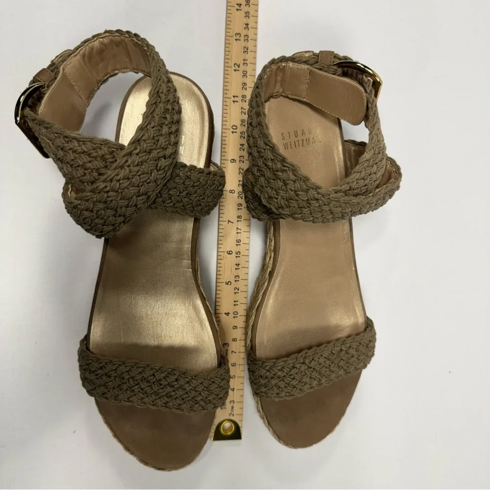 Crochet‎ Espadrille Stuart Weitzman Tan Wedge Platform Sandal 10.5