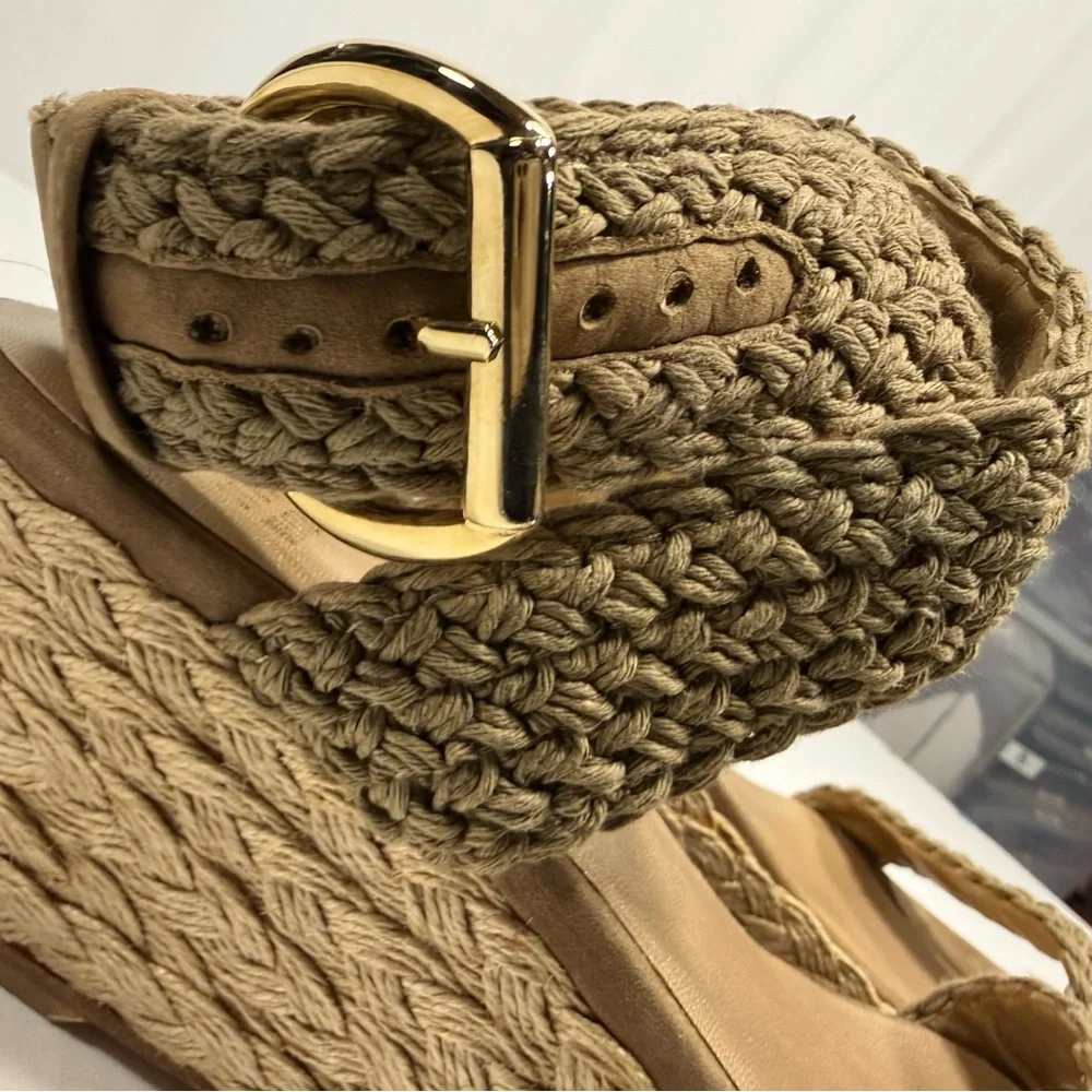 Crochet‎ Espadrille Stuart Weitzman Tan Wedge Platform Sandal 10.5