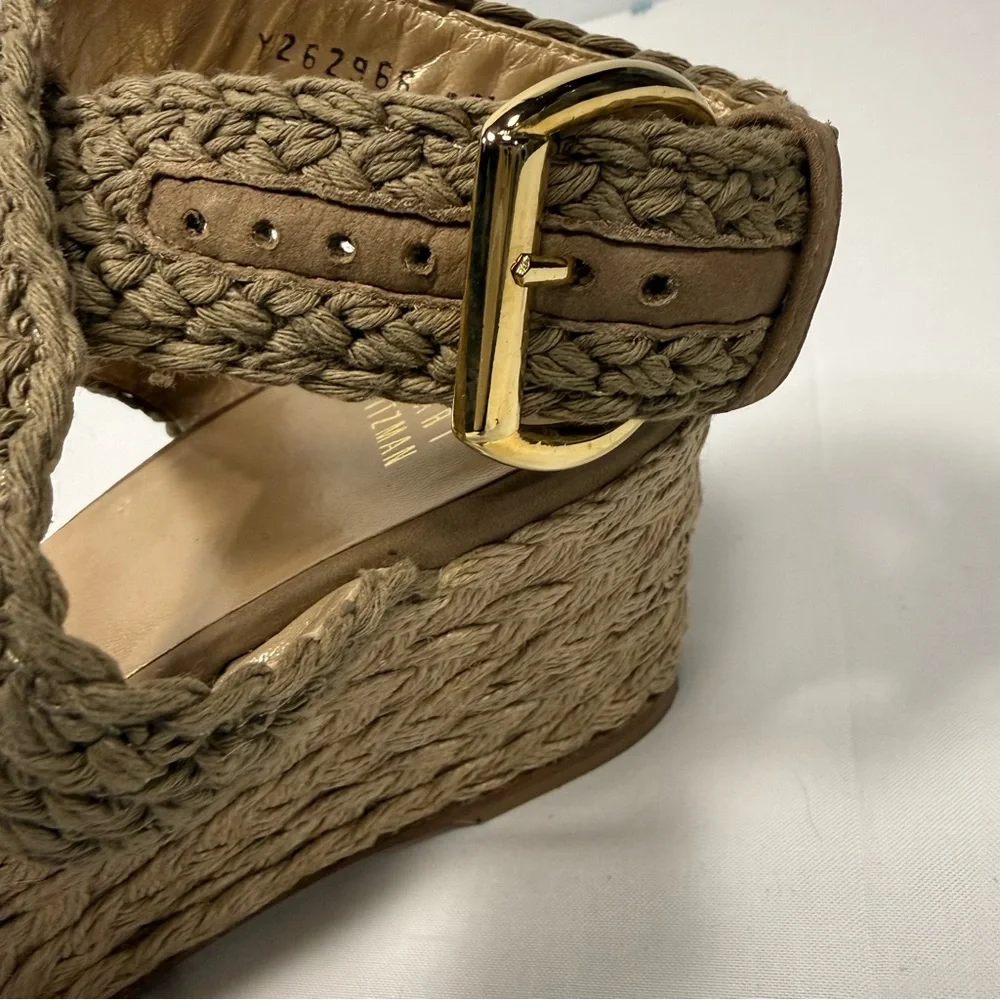 Crochet‎ Espadrille Stuart Weitzman Tan Wedge Platform Sandal 10.5