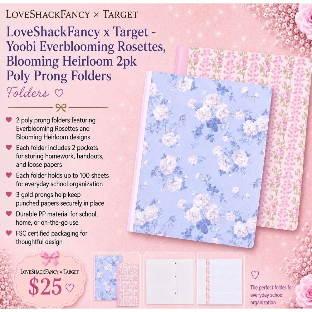 LoveShackFancy‎ x Target Yoobi Blooming Heirloom 2pk Folders