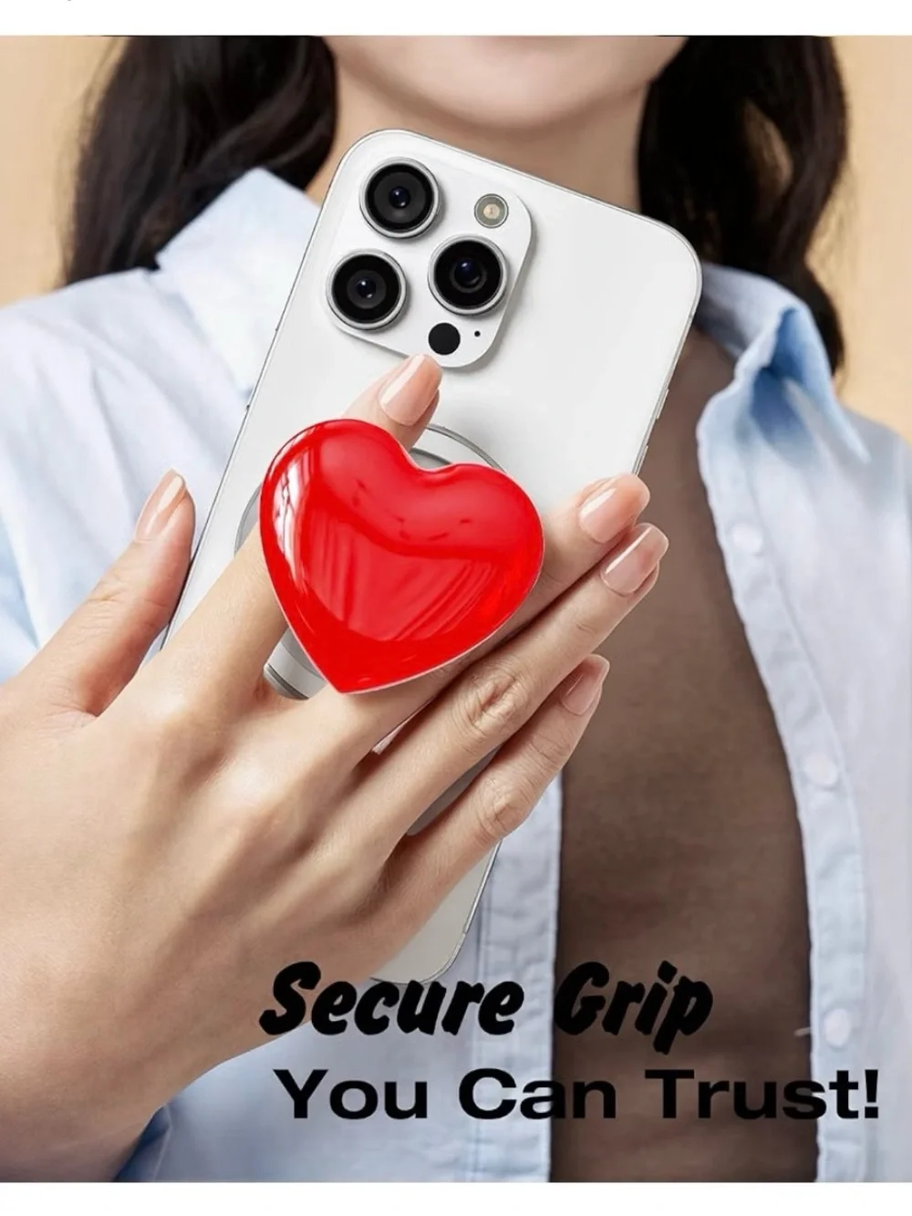 Heart Magnetic Phone Grip Compatible with Magsafe Phone Grip Holder,hot pink