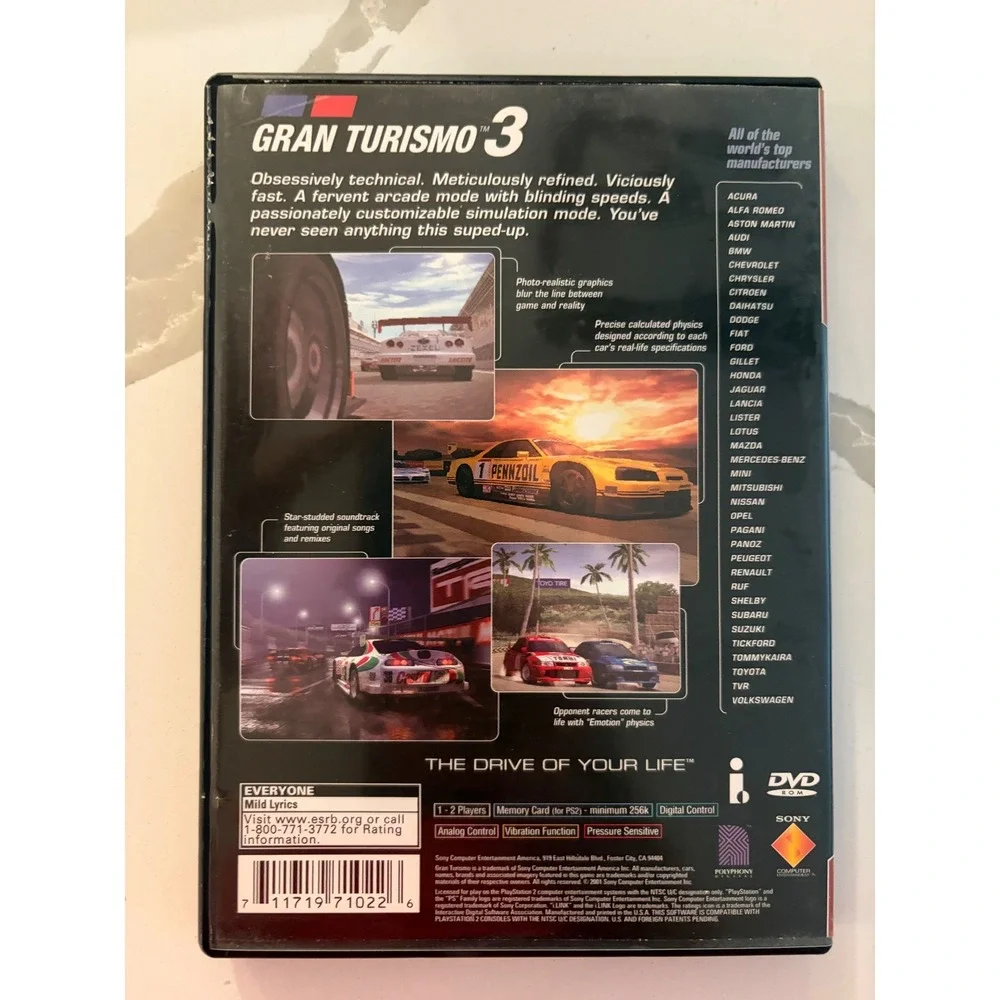 Sony Gran Turismo 3 A-Spec PS2 Red PS2, Racing, Retro, Sony, Simulator, Classic