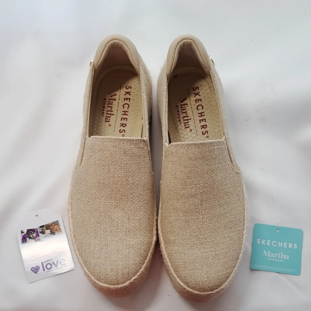 Skechers Martha Natural Beige Slip-On Espadrille Sneakers