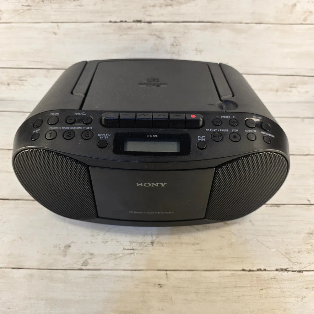 TESTED Sony CFD-S70 Portable CD Player Cassette Radio Boombox Black Mega Bass