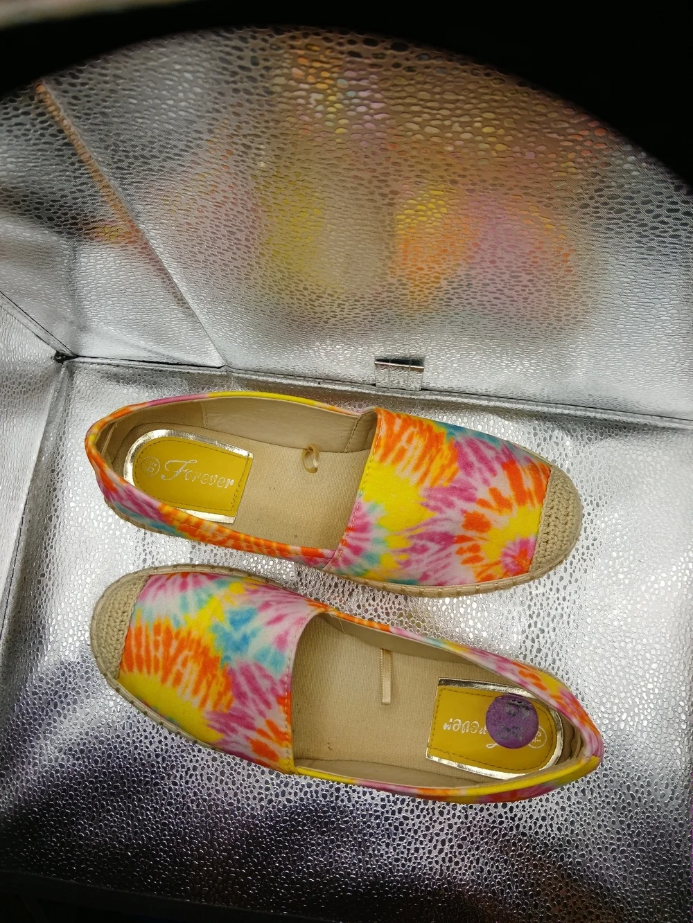 Forever Tie-Dye Platform Espadrilles - Yellow, Pink, Blue, Orange Women's Sz 6.5
