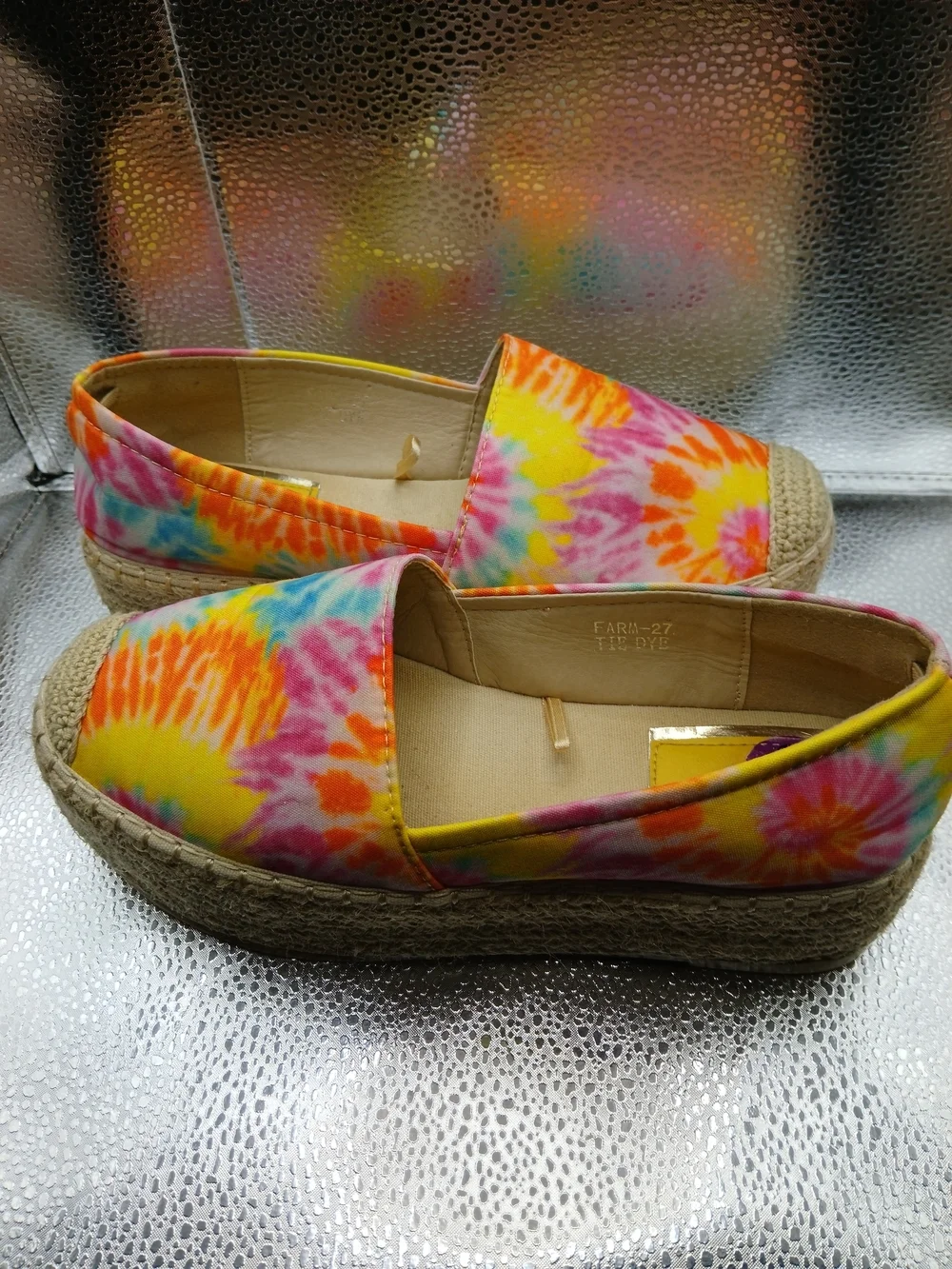 Forever Tie-Dye Platform Espadrilles - Yellow, Pink, Blue, Orange Women's Sz 6.5