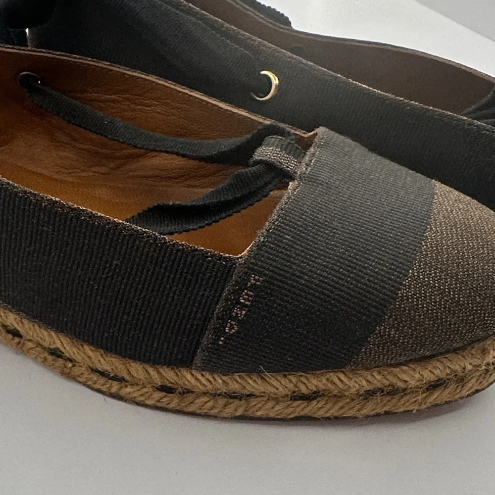 Fendi Black & Brown Pequin Ballet Espadrilles | Size 5 | Authentic
