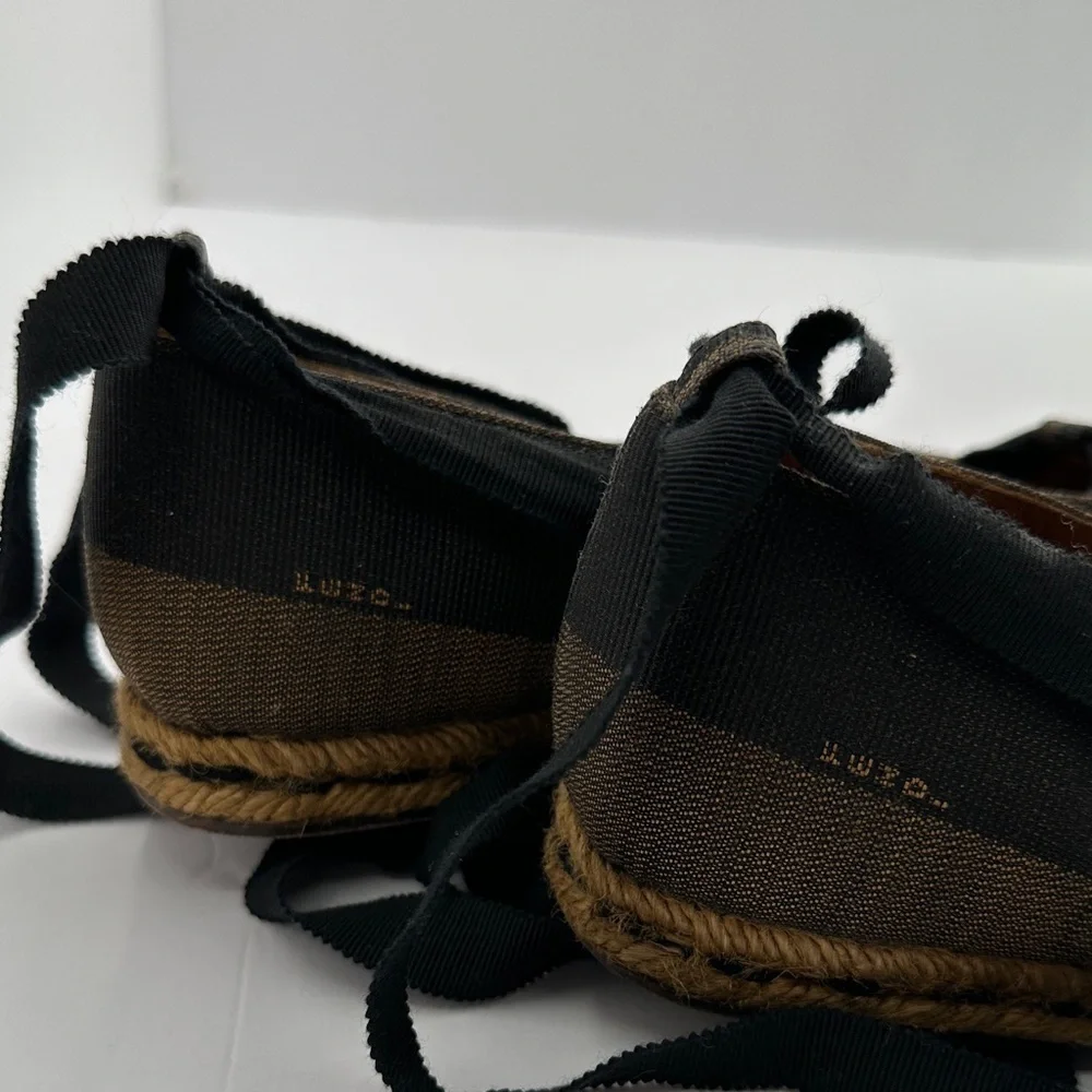 Fendi Black & Brown Pequin Ballet Espadrilles | Size 5 | Authentic