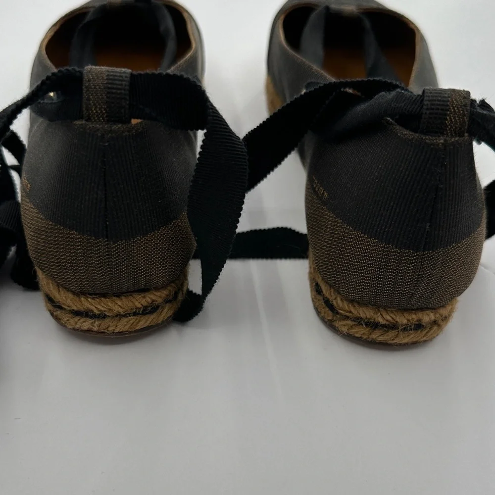 Fendi Black & Brown Pequin Ballet Espadrilles | Size 5 | Authentic