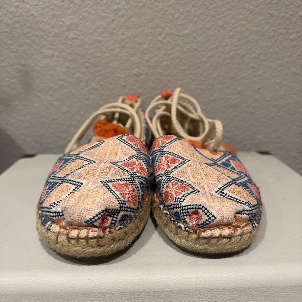 TOMS Katalina Espadrille Flats 6.5 Ankle Tie‎ Embroidered Boho