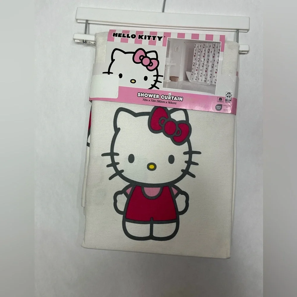 NWT Hello Kitty Shower Curtain Sanrio 100% Cotton 72x72in Kawaii Bathroom Decor