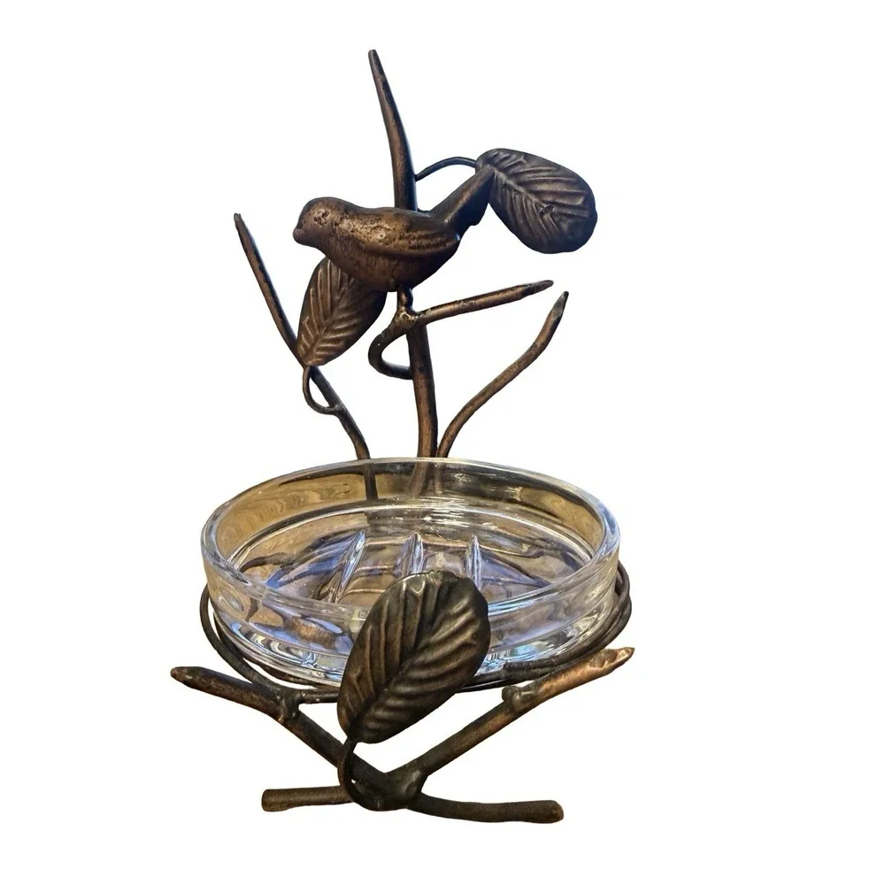 Decorative Distressed Metal‎ Bird In Nest Soap Dish Holder / Bowl