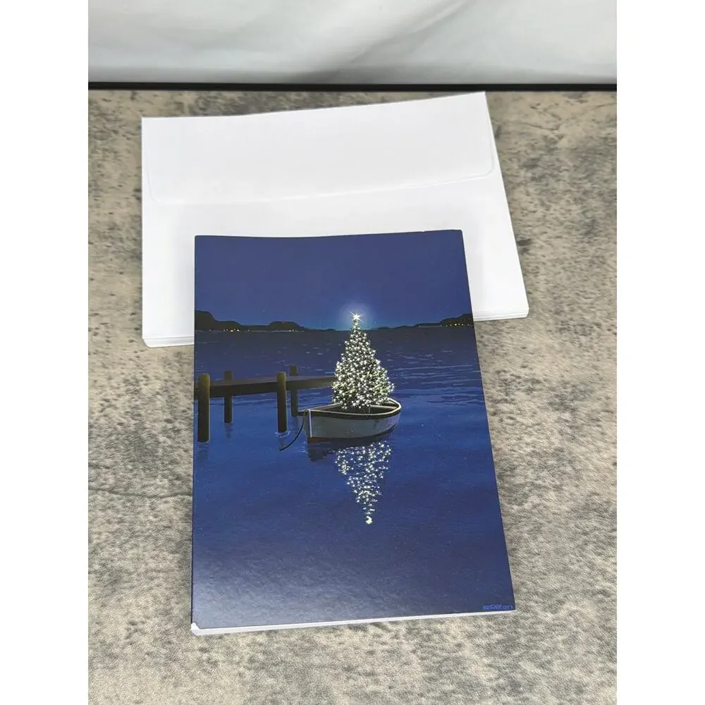 Holiday Boat Christmas Card - 18 Boating Boxed Cards and Envelopes (Standard)