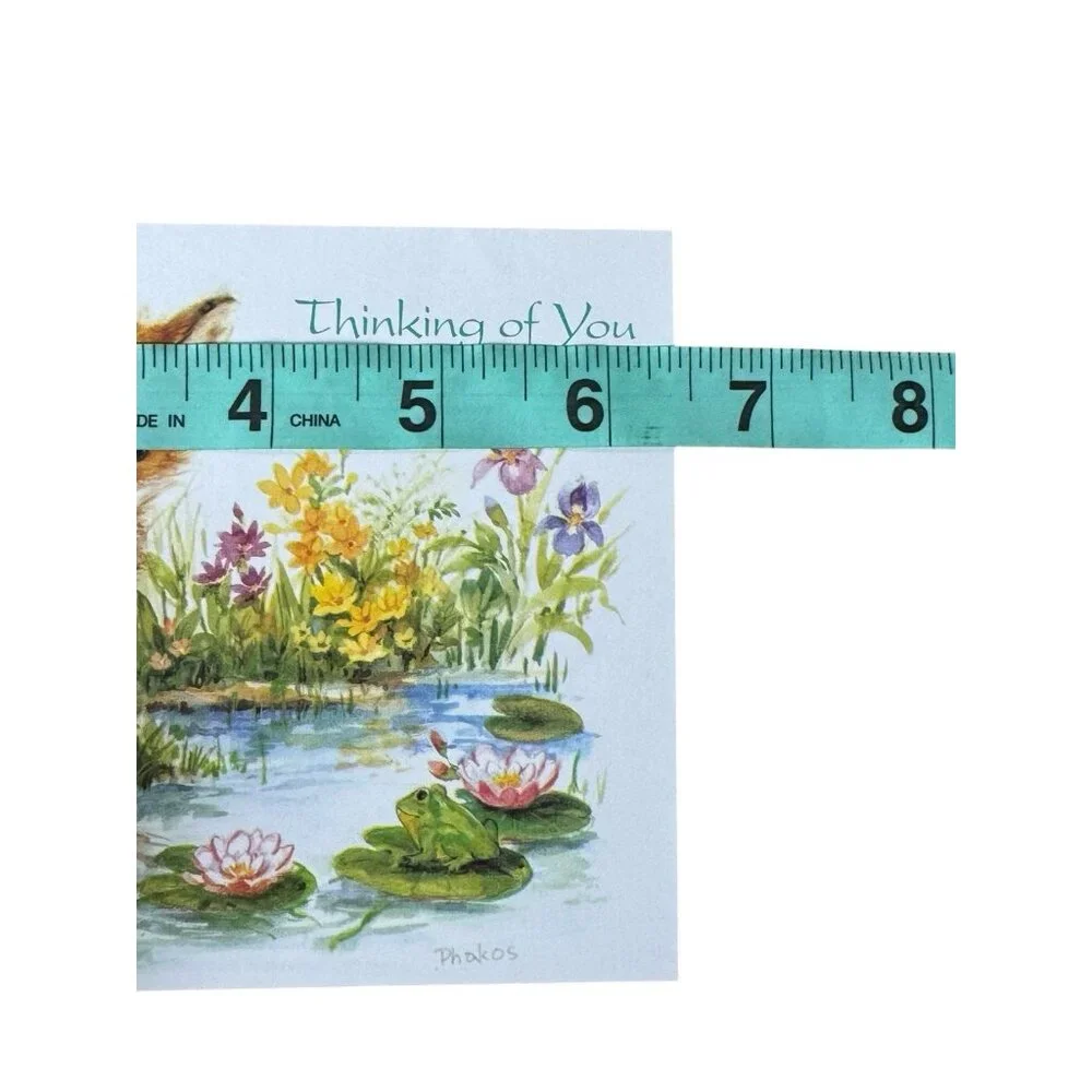 Olympicard Thinking Of You Greeting Card‎ Fox Pond Turtle Flowers USA Made
