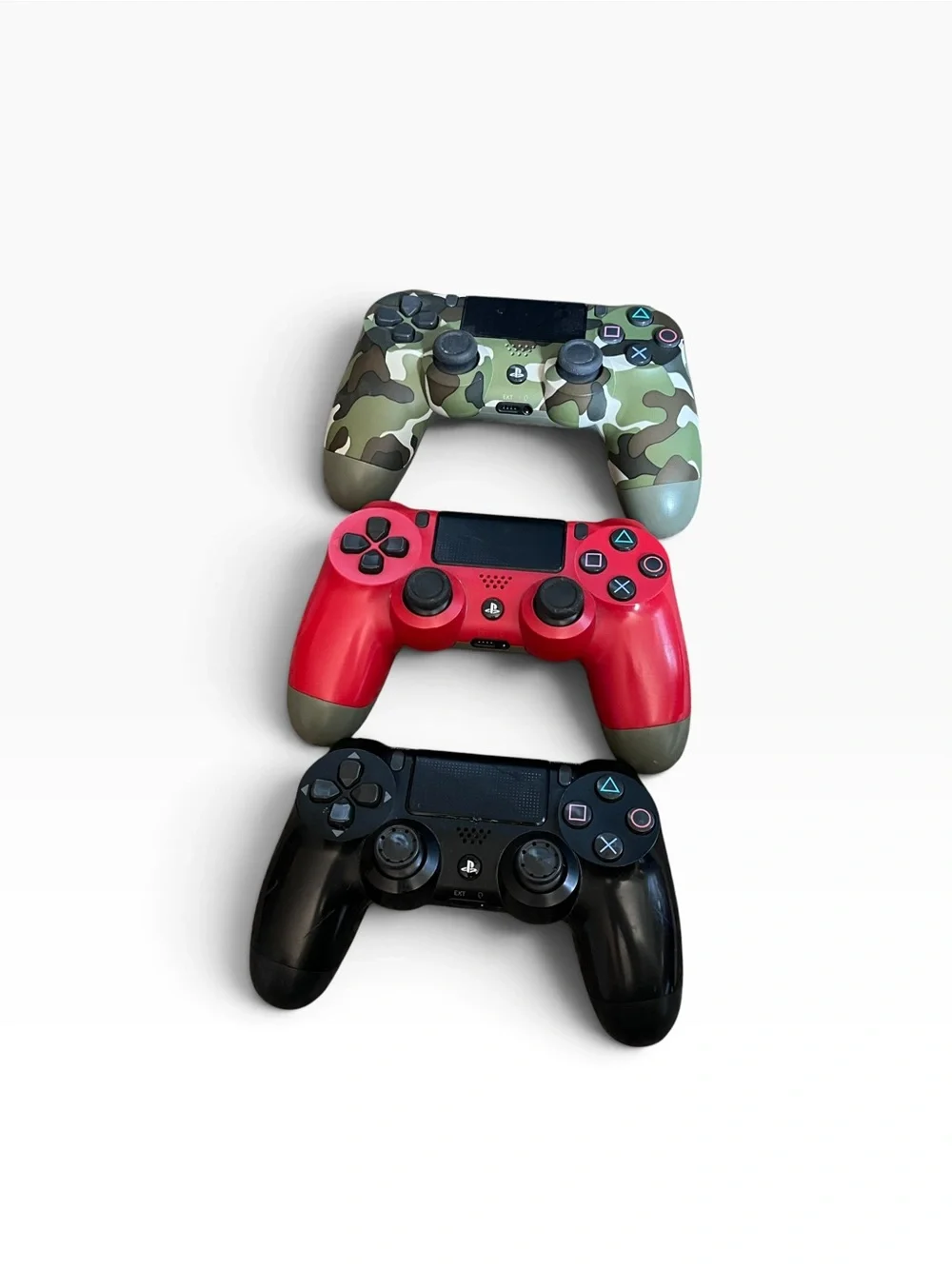 Lot 3 OEM Sony PS4 DualShock 4 Controllers Parts Repair Stick Drift Camo Red Blk