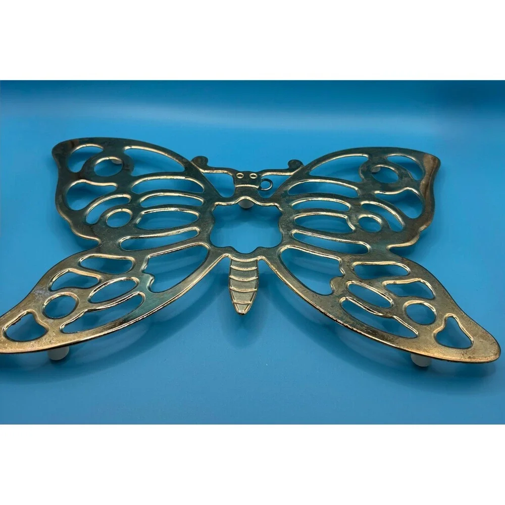 Leonard Set of 2 Butterfly Trivets Silverplate Vintage Wall Decor Silver 7x10