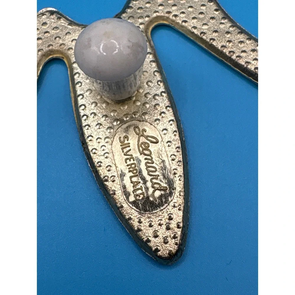 Leonard Set of 2 Butterfly Trivets Silverplate Vintage Wall Decor Silver 7x10