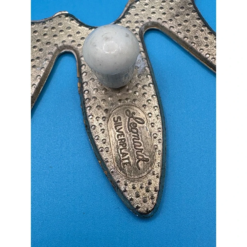 Leonard Set of 2 Butterfly Trivets Silverplate Vintage Wall Decor Silver 7x10
