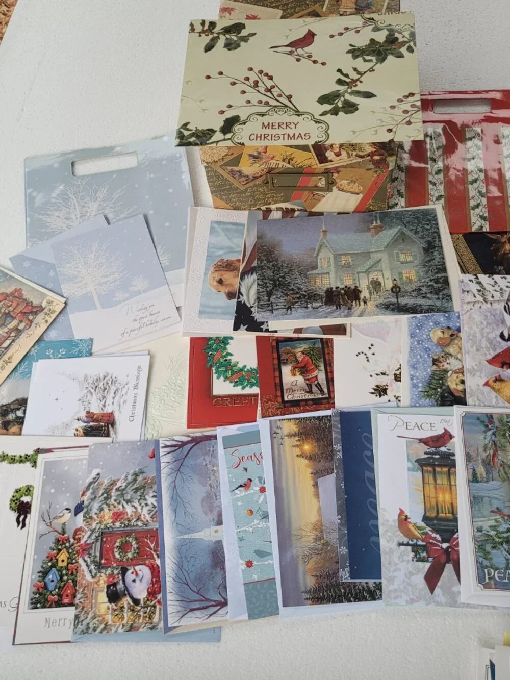 Deluxe Stationery Gift Box w/ Dividers 46 Greeting Cards Wrapping Paper 2 Bags