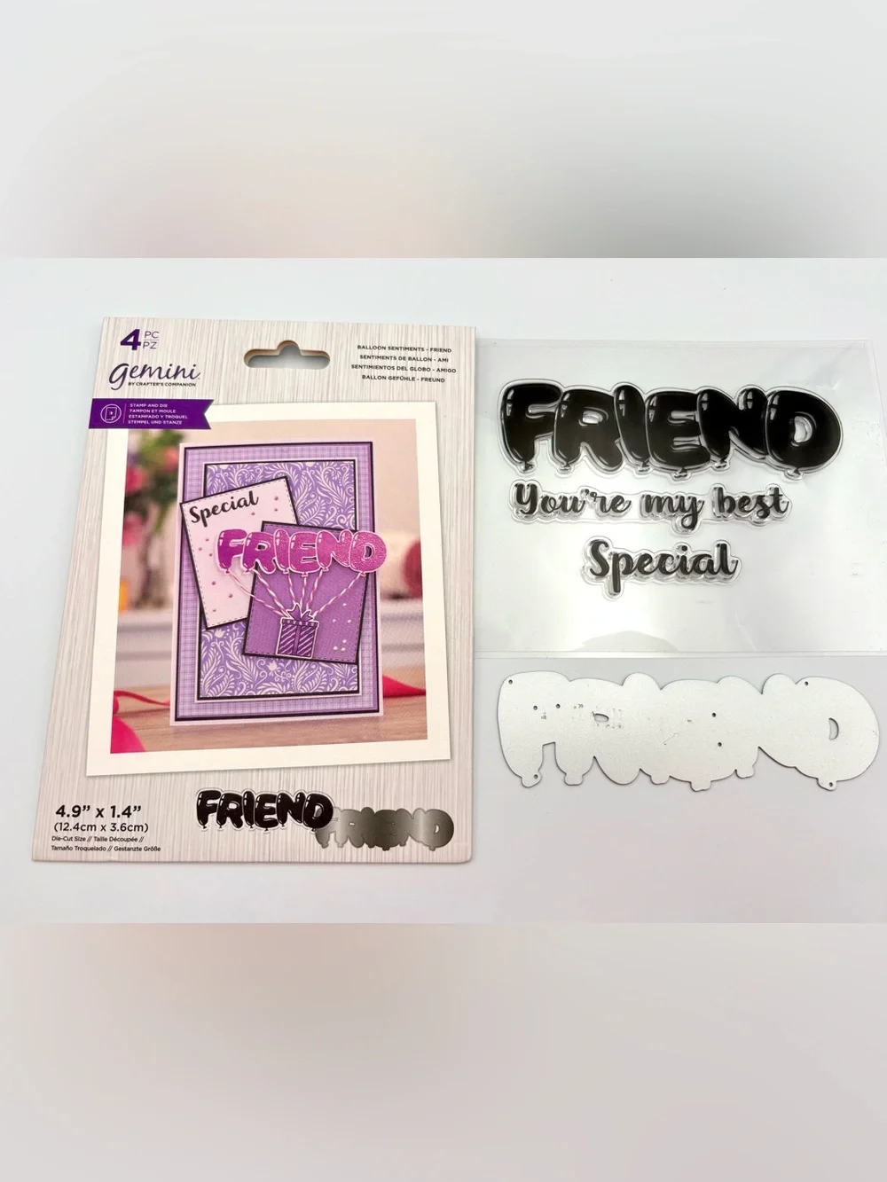3 Gemini Stamp & Dies Sets - THANKS, BABY, FRIEND for card making or crafting