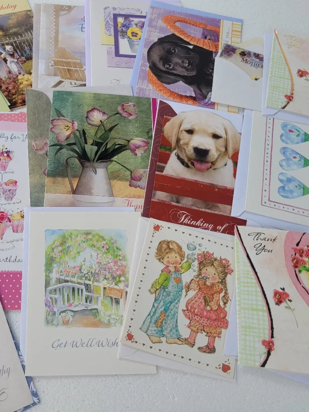 Deluxe Stationery Gift Box Set w/Dividers 47 Greeting Cards Wrapping Paper 1 Bag