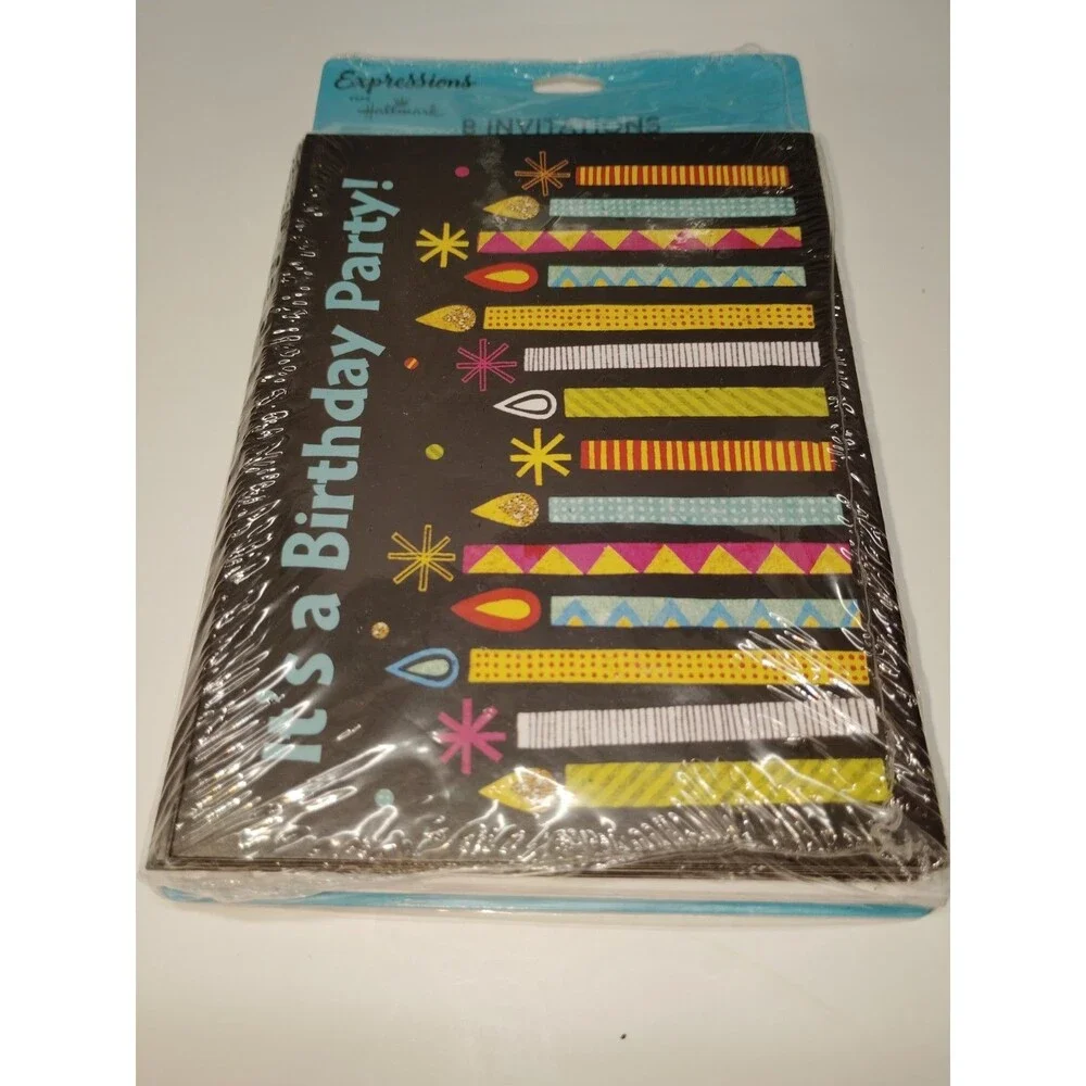 Hallmark Birthday Party Invitations ~ Candle Print ~ 2 Packs, 6ct (12 Total) NEW