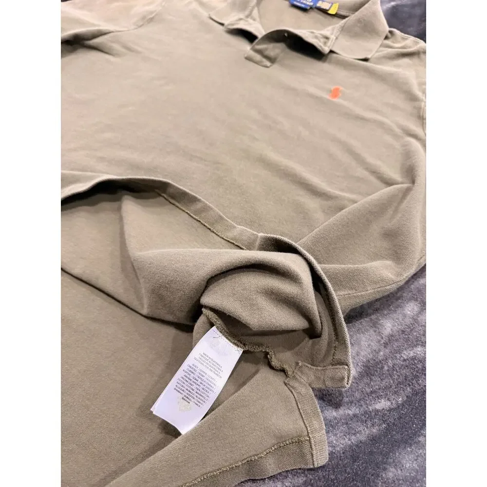 Polo Ralph Lauren Classic Fit Polo Shirt Mens XXL Olive Green Orange Pony Cotton