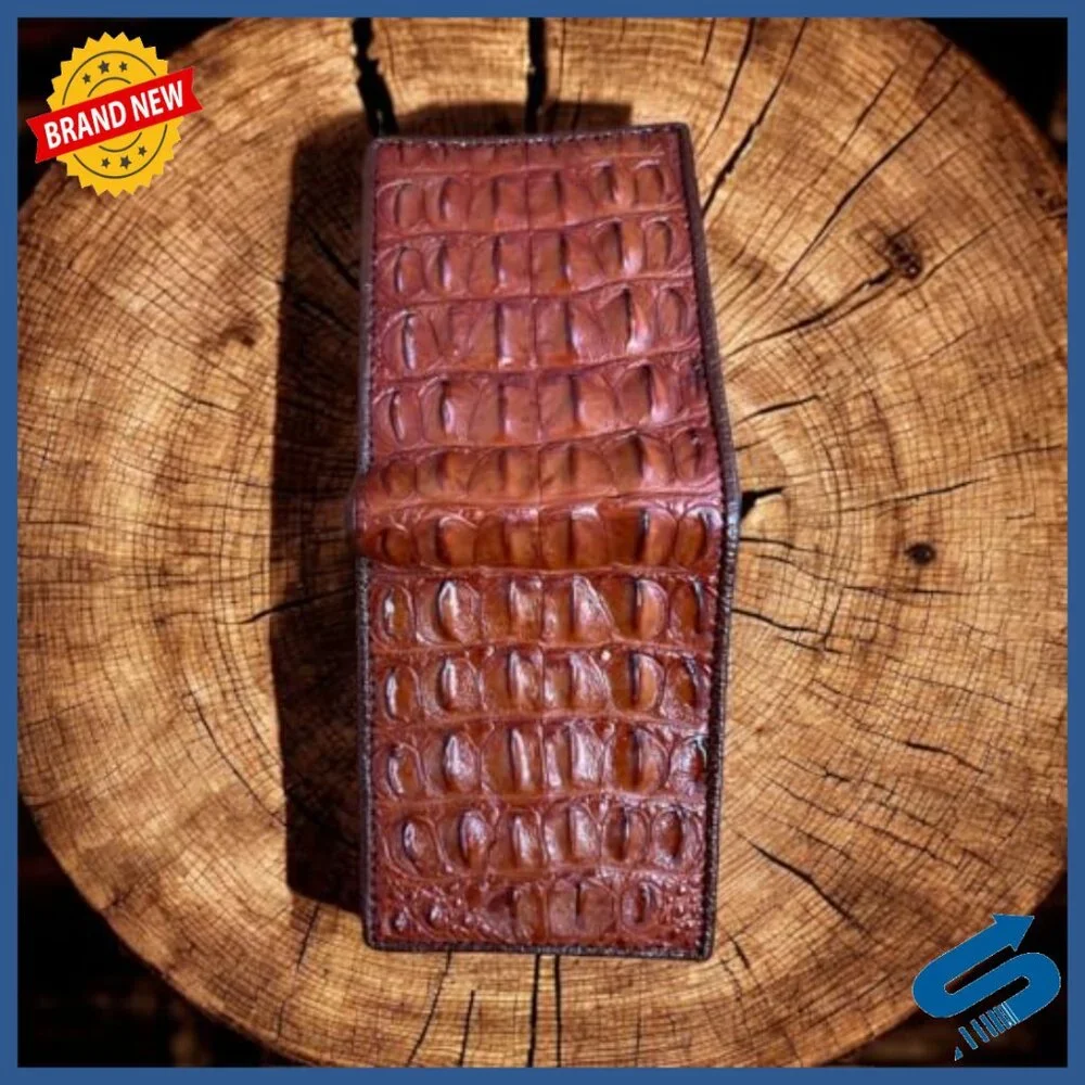 Genuine Alligator Bifold Wallet For Men, 6 Card Slots, Compact Design