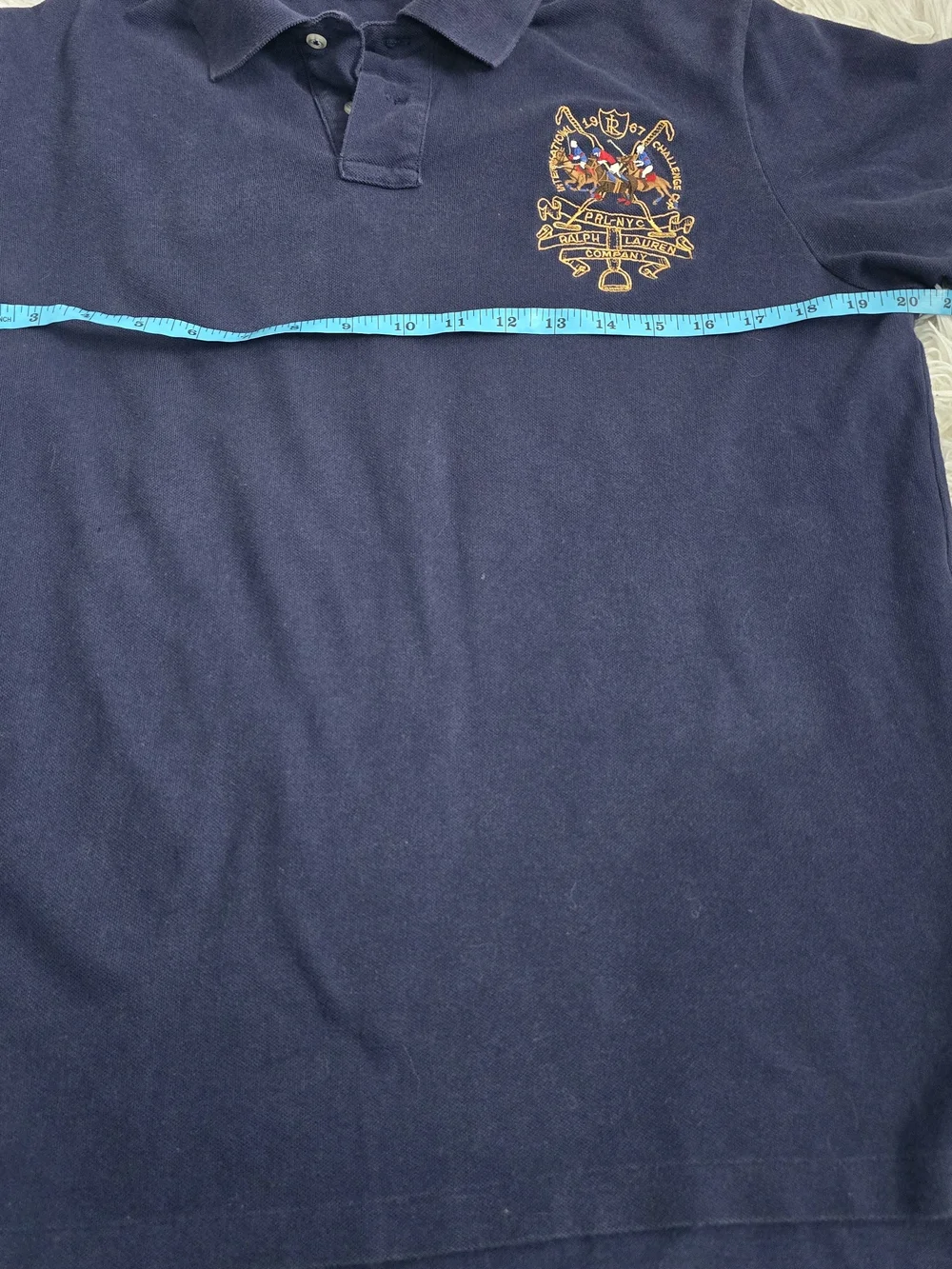 Polo Ralph Lauren Triple Pony Navy Blue Custom Fit‎ Polo Top