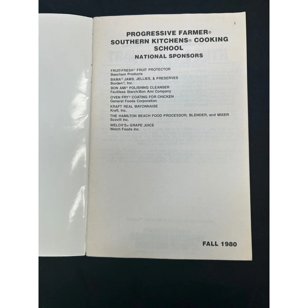 Progressive Farmer Southern Kitchens‎ Cooking School Fall 1980 Vintage Cookbook